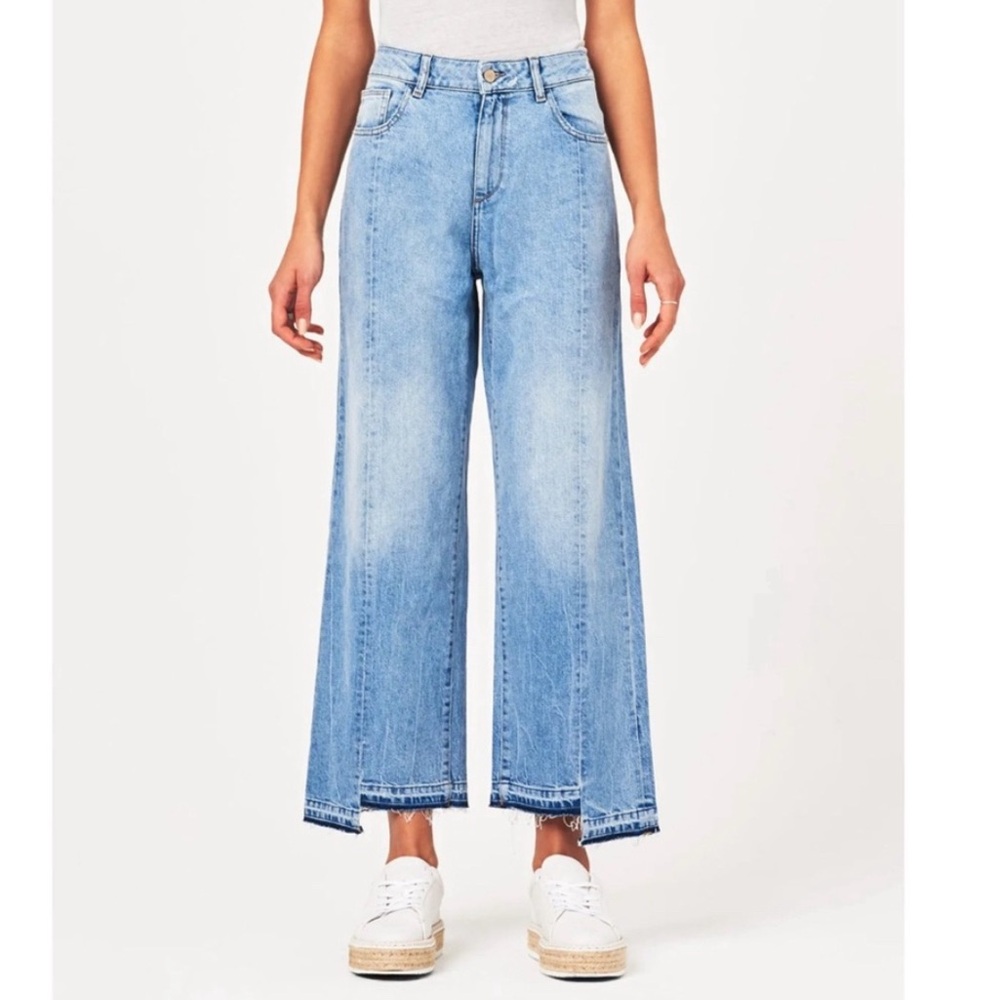 DL1961 Hepburn Wide Leg High Rise With Asymmetrical Contrast Hem in Size 30